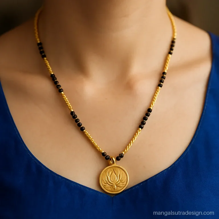 15 gram gold long mangalsutra with a rope chain and black bead sections