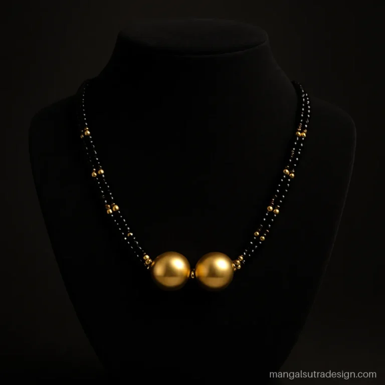 15 gram gold short mangalsutra with two large vati cups and gold bead sections