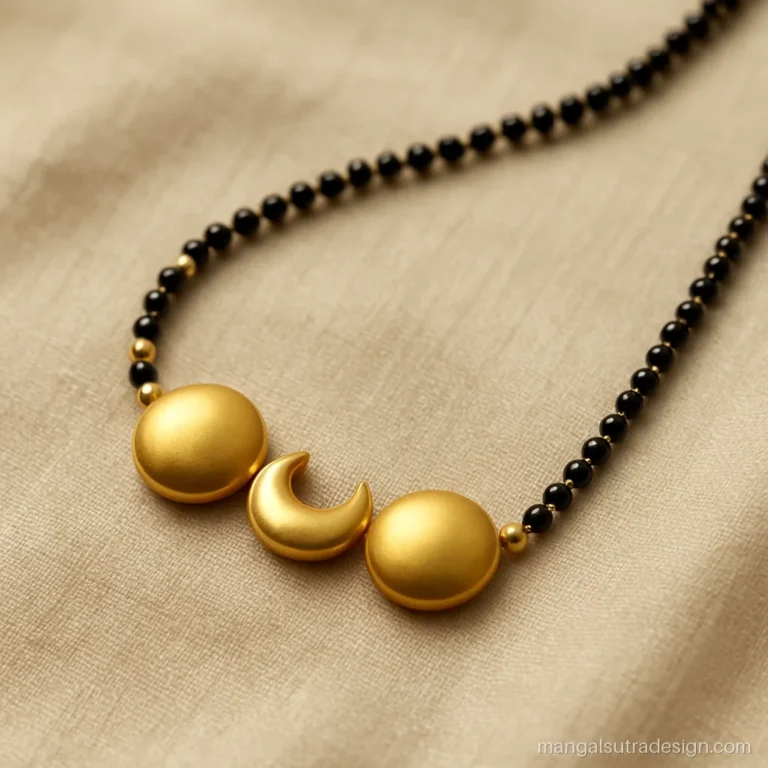 1 tola mangalsutra design with twin vati and a small chandrakor crescent