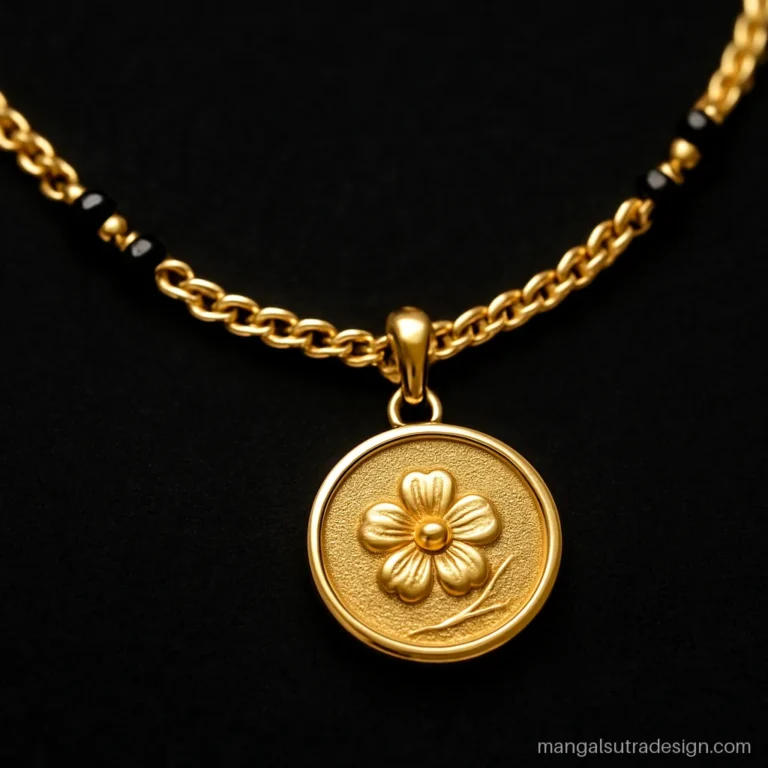20 gram gold chain mangalsutra design with black bead stations and a gold pendant