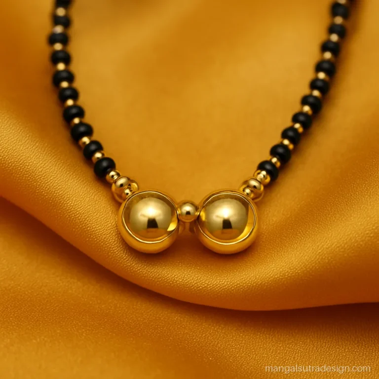 2 gram mangalsutra vati pendant with two mini cups on a black bead strand
