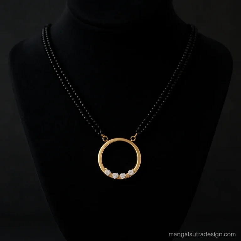 Anti tarnish artificial mangalsutra with an open circle pendant and white stones