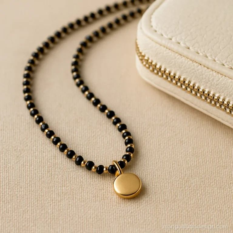 Imitation mangalsutra for travel with two short strands and a mini vati