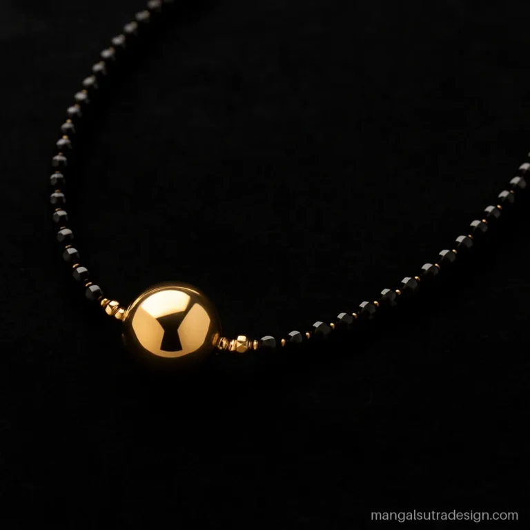 Ek mani mangalsutra with one large round gold bead at the centre of black beads