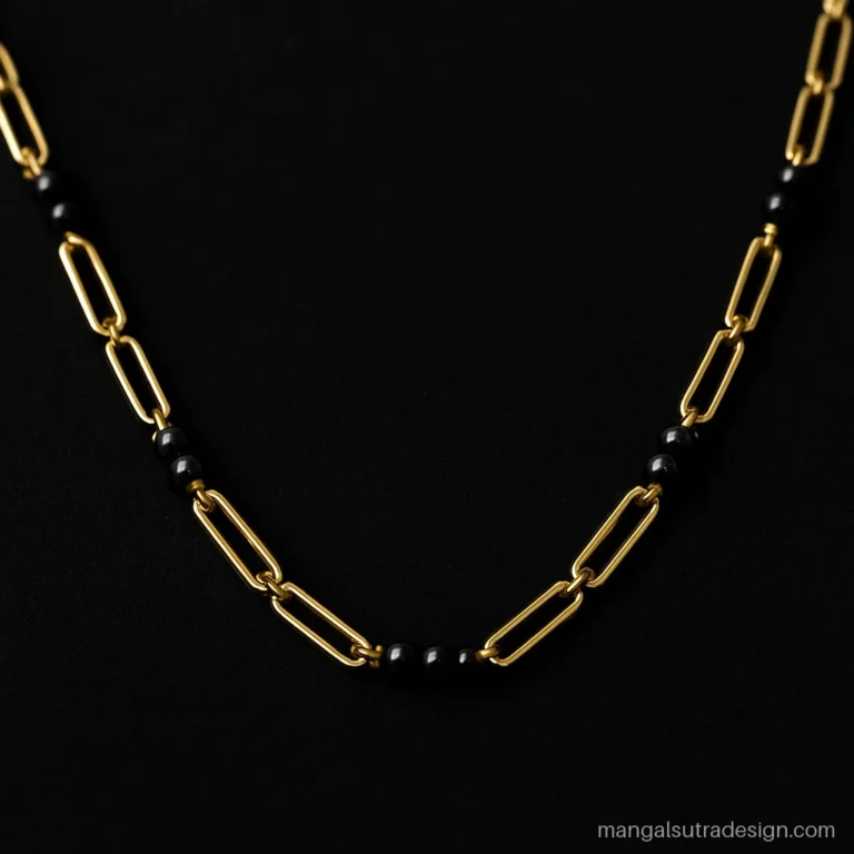 Mangalsutra chain only with long gold paperclip links and black bead sections