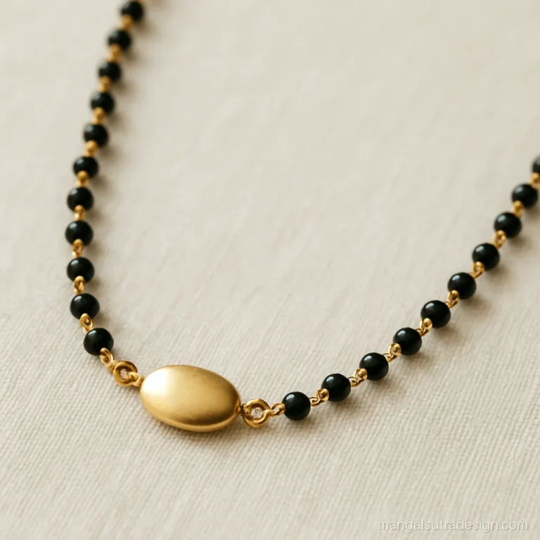 Daily use mangalsutra with each black bead set on its own gold link