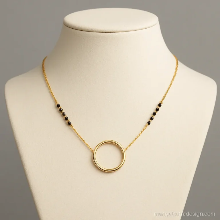 Daily wear mangalsutra design with an open gold circle pendant for office