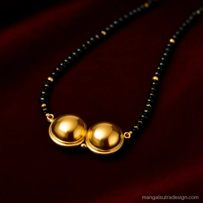 22k gold mangalsutra with twin vati pendant on a double black bead strand