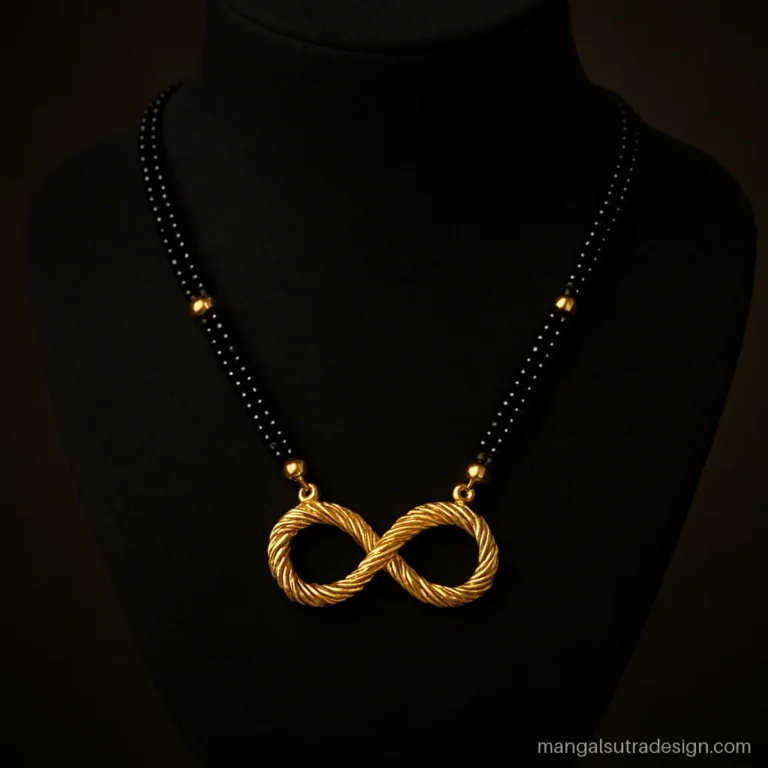 Gold infinity mangalsutra with a thick twisted rope texture
