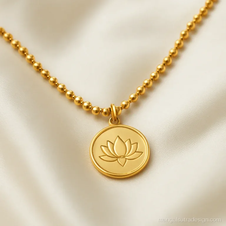 Latest gold mangalsutra design with only gold ball beads and a small coin
