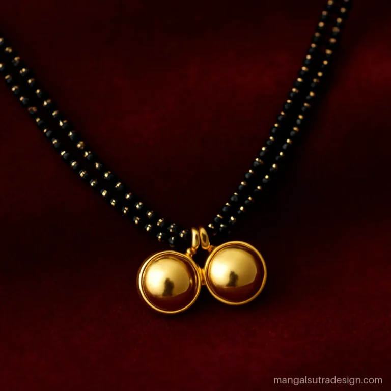 Classic Maharashtrian mangalsutra with two plain polished vati on double black beads