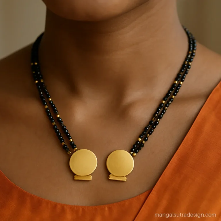Couple name mangalsutra design gold with twin vati cups and blank engraving bands