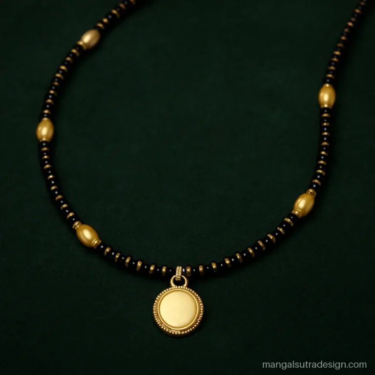 Kumaoni mangalsutra design with long black bead charyo and evenly spaced gold beads