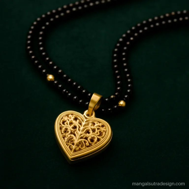 New mangalsutra locket design with a heart locket and filigree front