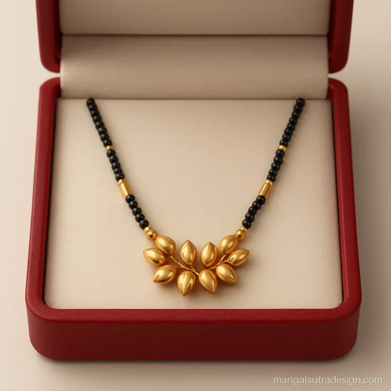 Gold mangalsutra pendant design with a cluster of jasmine buds