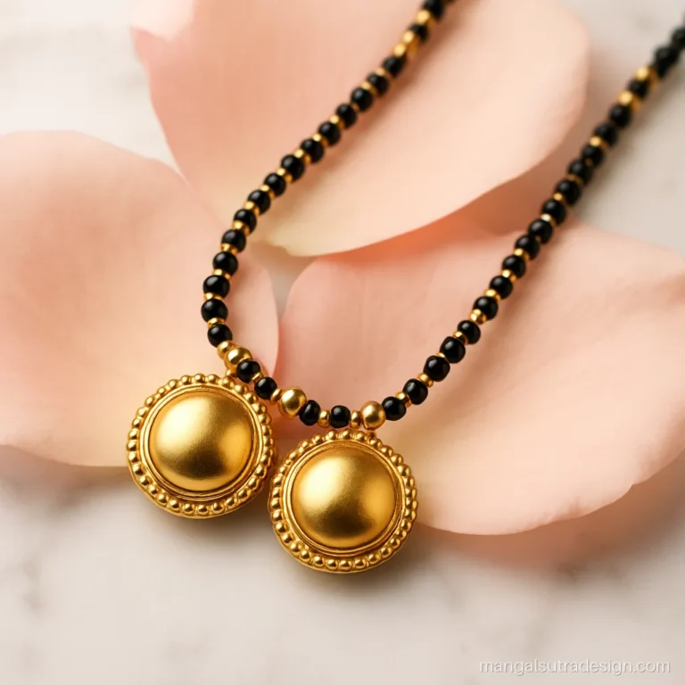 Gold plated silver mangalsutra with twin vati in long Maharashtrian style