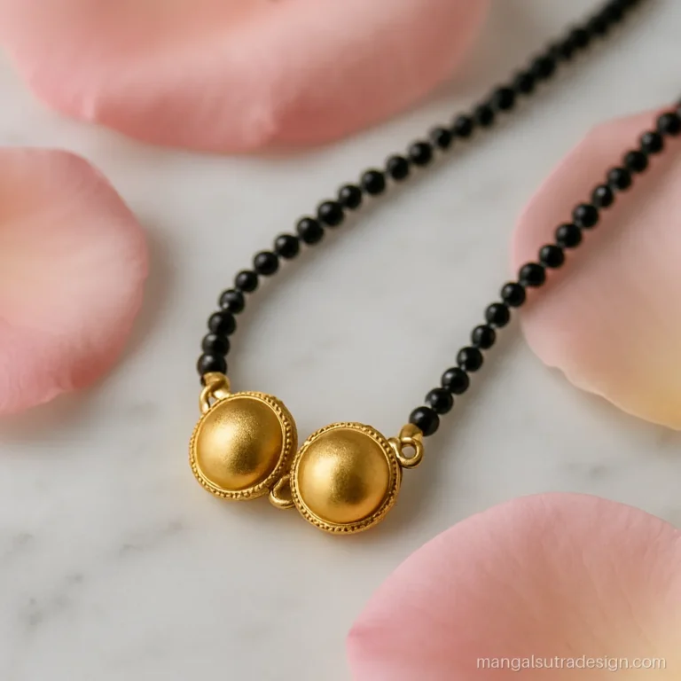 Small gold mangalsutra under 5 grams with two hollow pressed vati cups