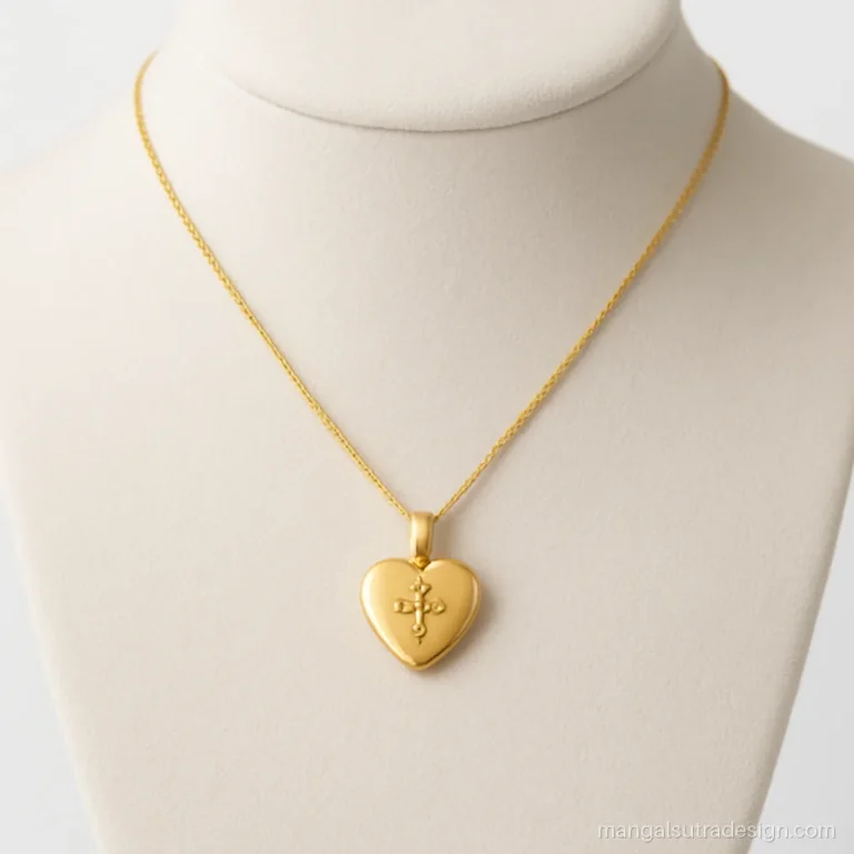 Kerala minnu with a small gold heart and a cross made of tiny beads