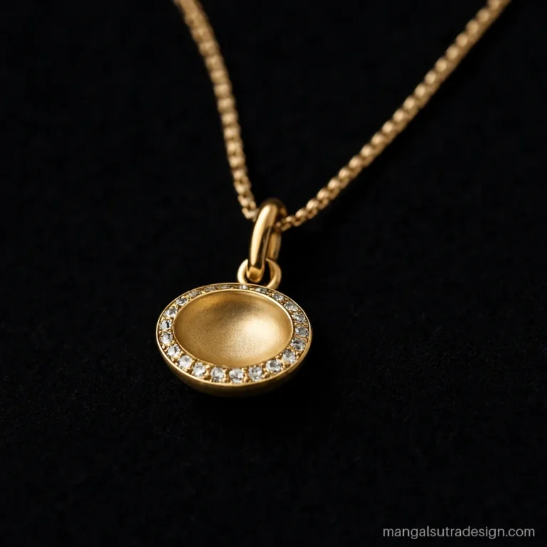 Modern South Indian mangalsutra with a small diamond studded thali on a short chain
